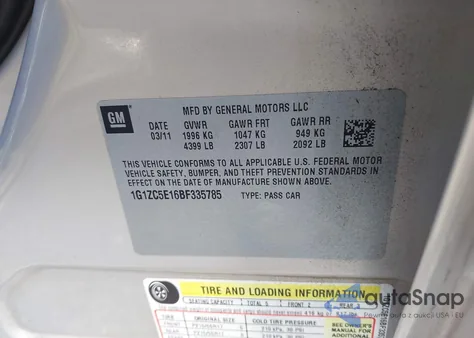 2011 Chevrolet Malibu 1Lt z USA, uszkodzony, nr VIN 1G1ZC5E16BF335785